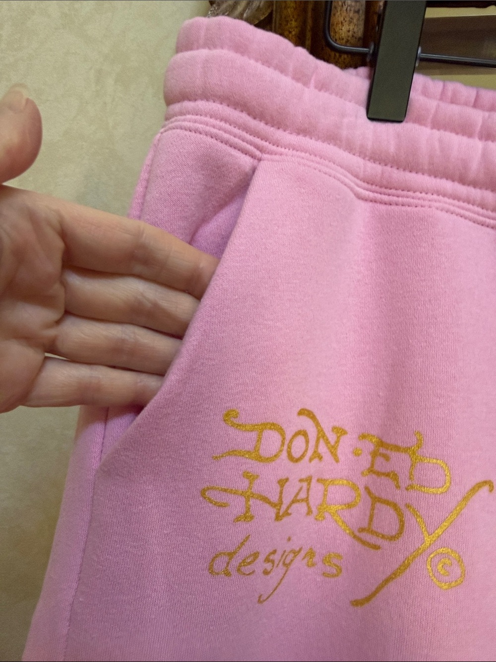 Ed Hardy Pink Graphic Tiger Crown Sweatpants. Size L. - Picture 7 of 13
